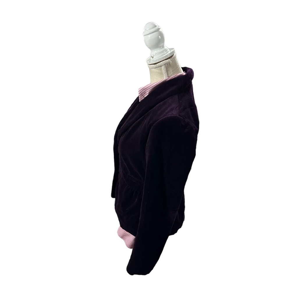 J Crew Plum 2 Button Velvet Blazer Sz 4 Jewel Tone 100% Cotton Lined Jacket EUC - Picture 3 of 15